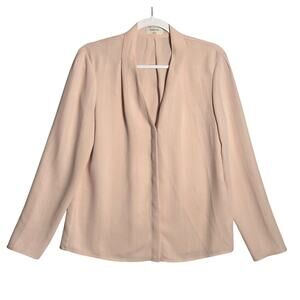 BABATON by Aritzia Sz M Akira Power Blouse Long Sleeve V-neck Light‎ Pink career